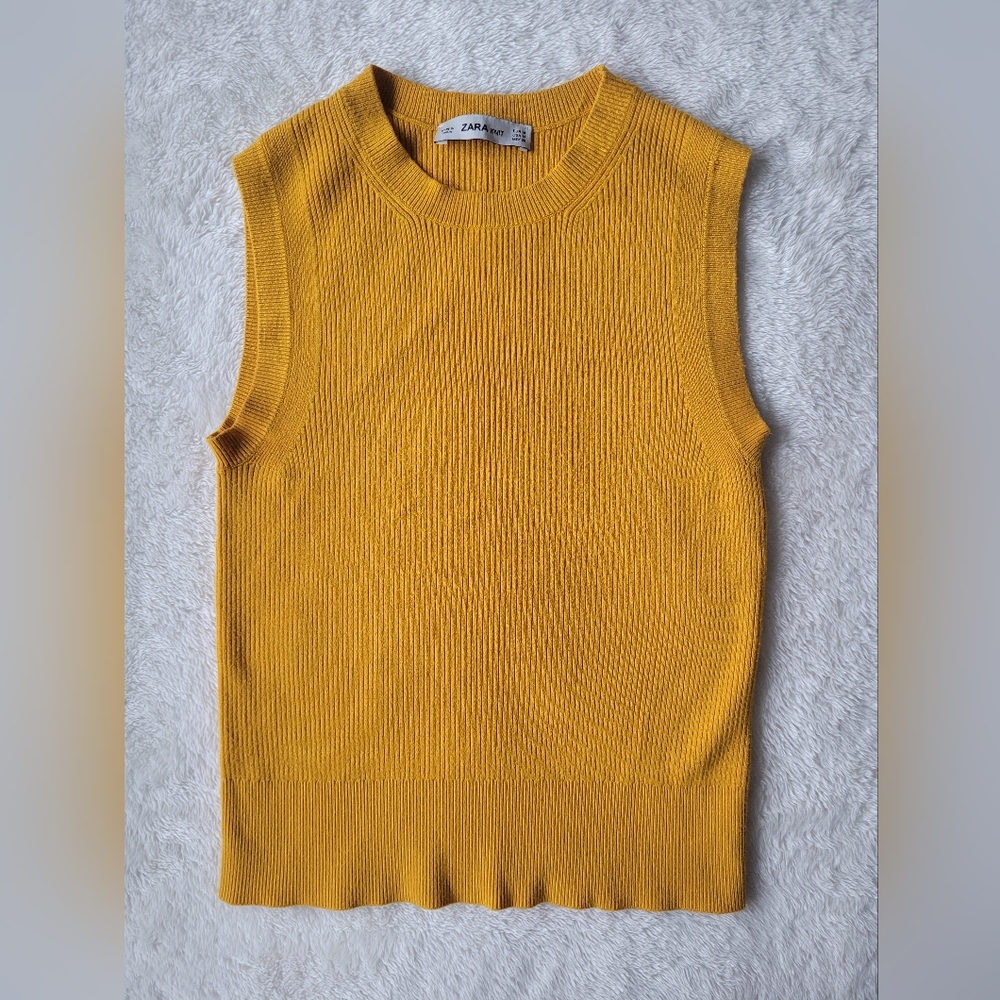 ZARA Knit Sleeveless Basic Top Mustard Yellow